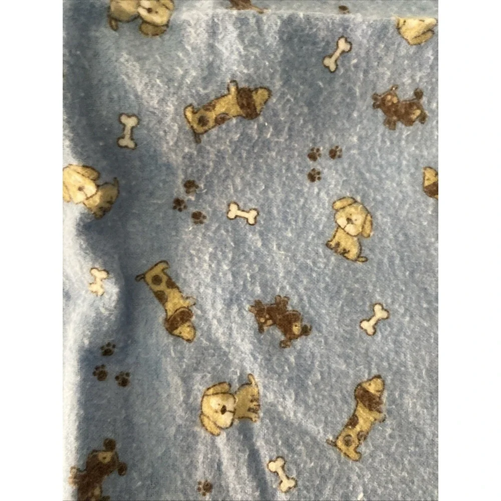 Lot of 2 Carters Flannel Receing Blankets Brown Polka Dots and Puppy Dog Blue